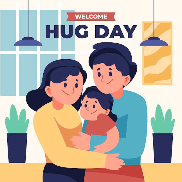 Flat hug day illustration