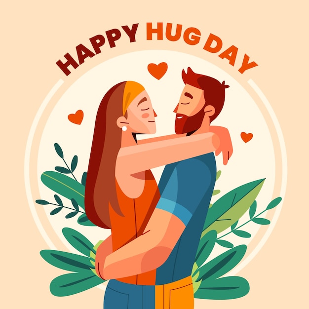 Flat hug day illustration