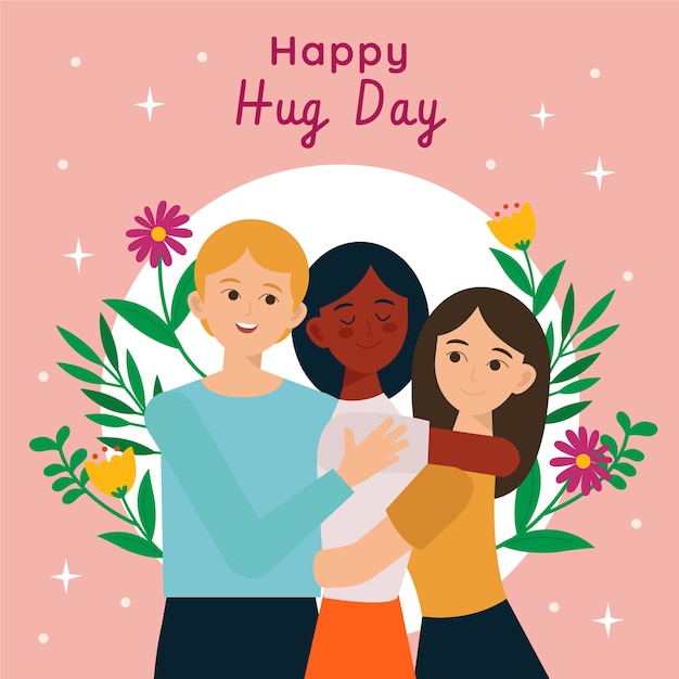 Vector flat hug day illustration