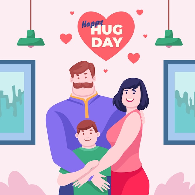 Vector flat hug day illustration