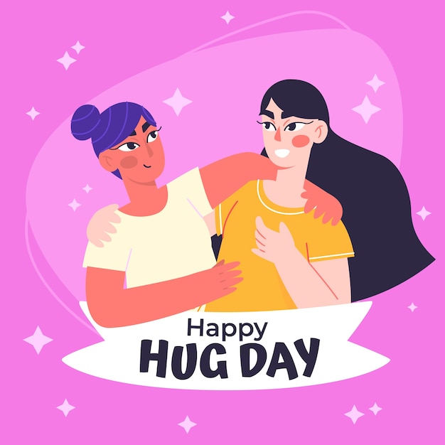 Vector flat hug day illustration