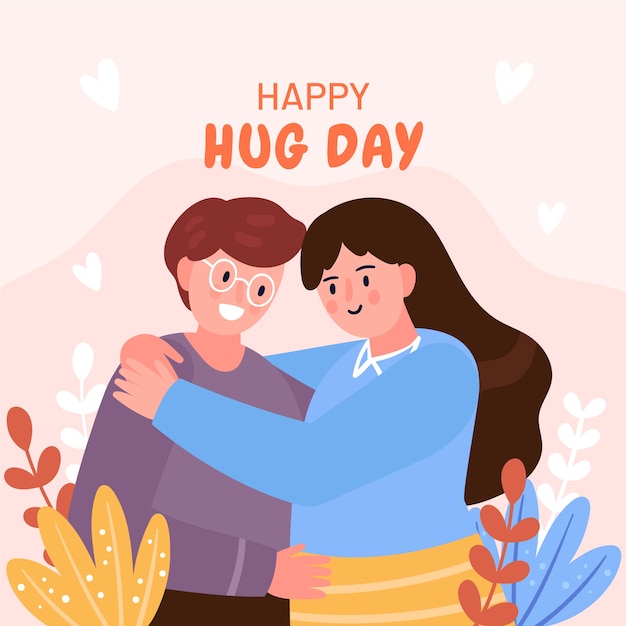 flat hug day illustration