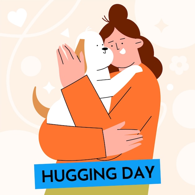 flat hug day illustration