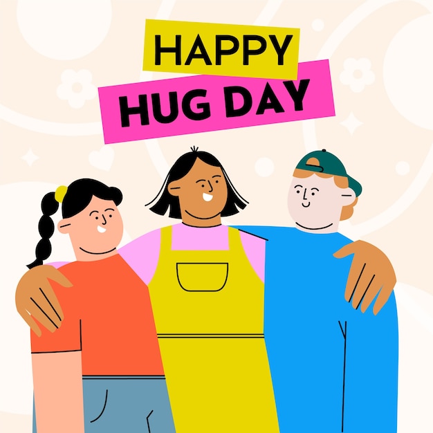 flat hug day illustration