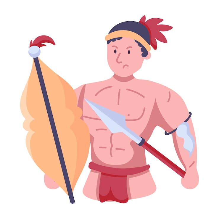 Vector flat icon of ancient warrior