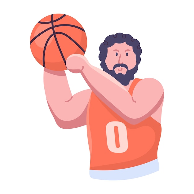 Vector flat icon of basketball boy