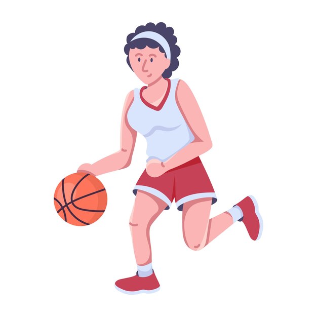 Vector flat icon of basketball girl