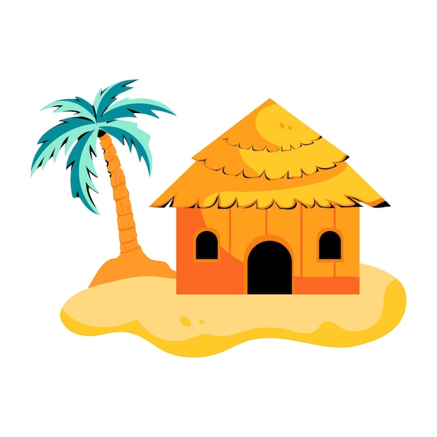 A flat icon of beach cottage