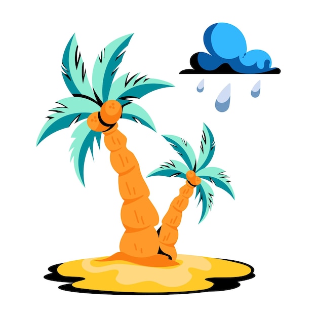 A flat icon of beach rain