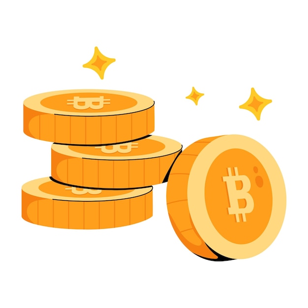 A flat icon of bitcoin stack