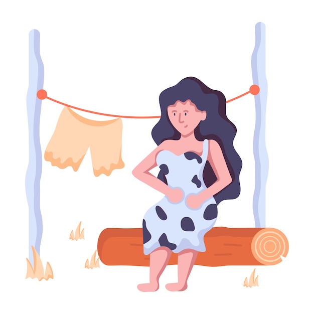 Flat icon of cave person