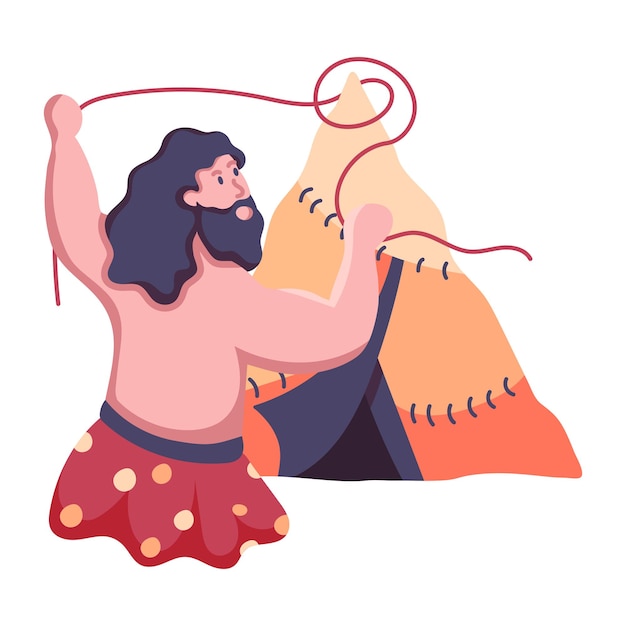Flat icon of cave person