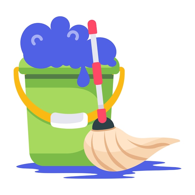 A flat icon of cleaning bucket
