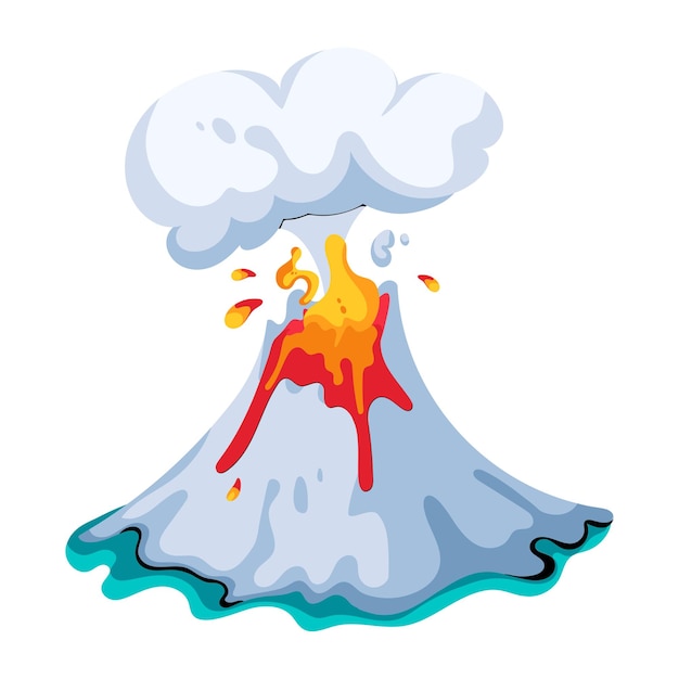 Vector a flat icon depicting volcano