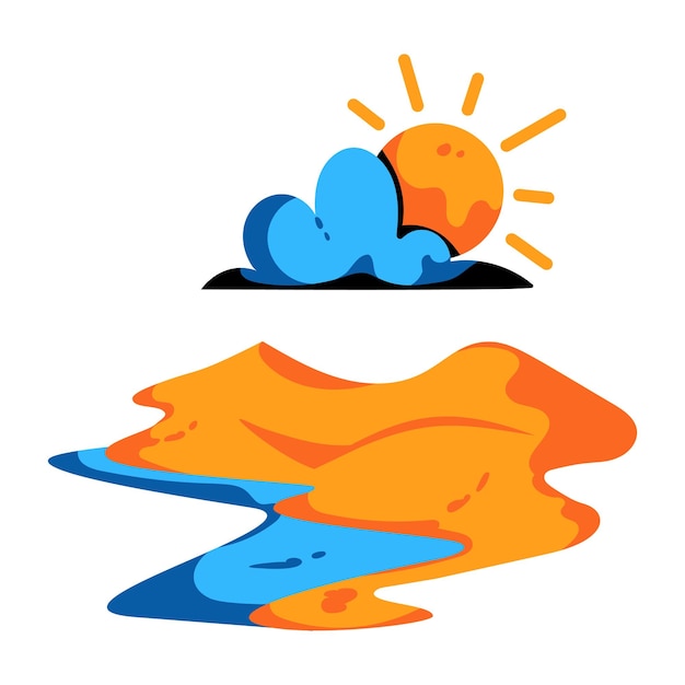 Flat icon of desert weather