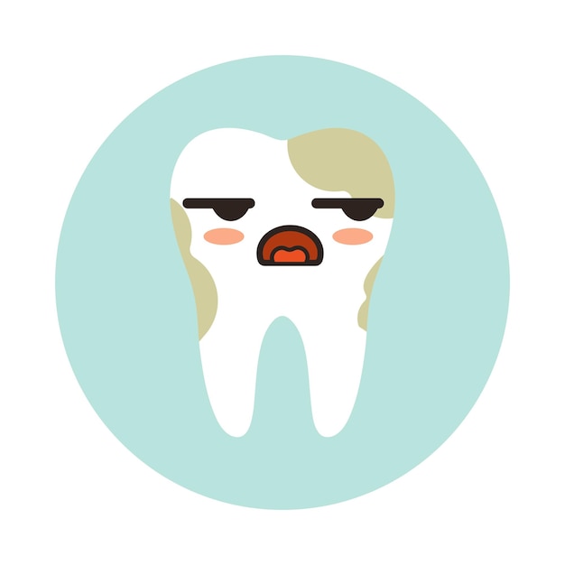 Flat icon of a dirty kawaii tooth Vector illustration