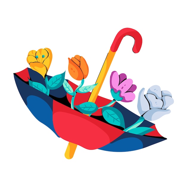 A flat icon of flower umbrella