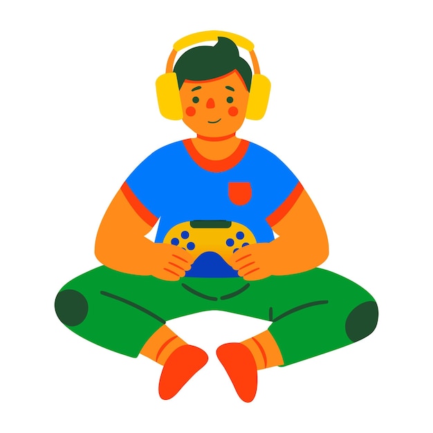 a flat icon of a gamer boy