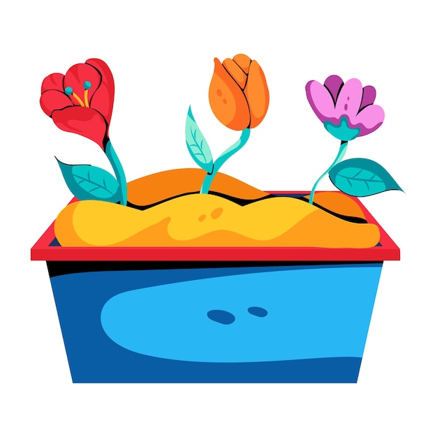 A flat icon of garden flowers