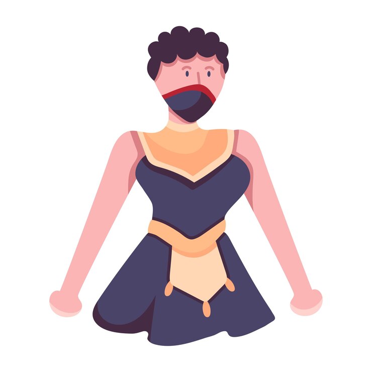 Vector flat icon of girl fighter