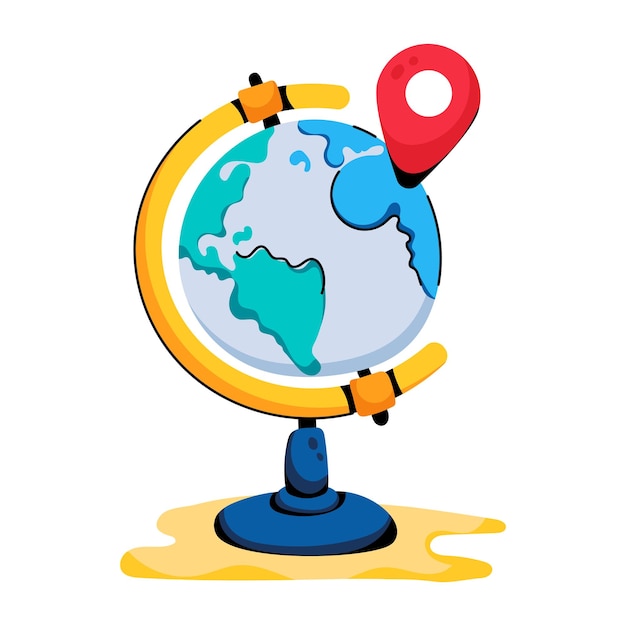 A flat icon of global location