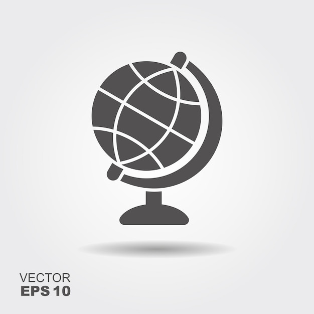 Flat icon of a globe with a shadow