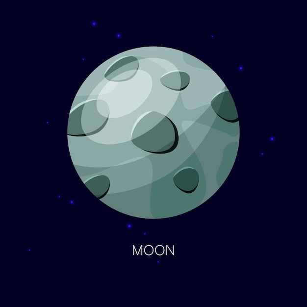 Flat icon of Moon in outer space