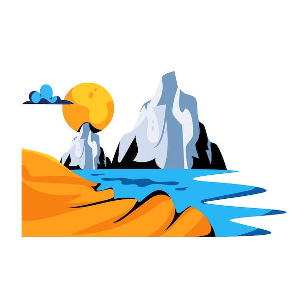 Flat icon of mountains landscape