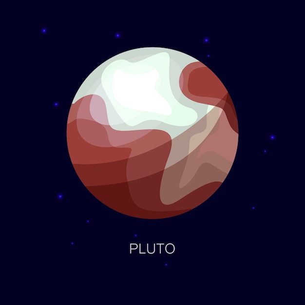 Flat icon of Pluto planet in outer space