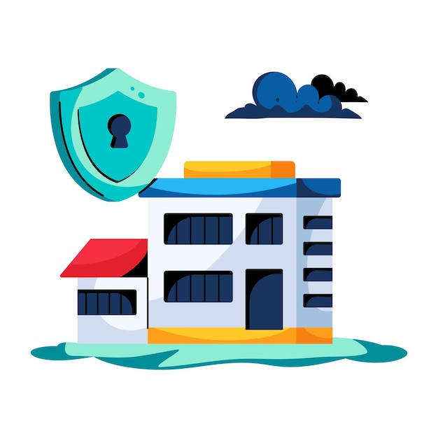 Flat icon of secure property