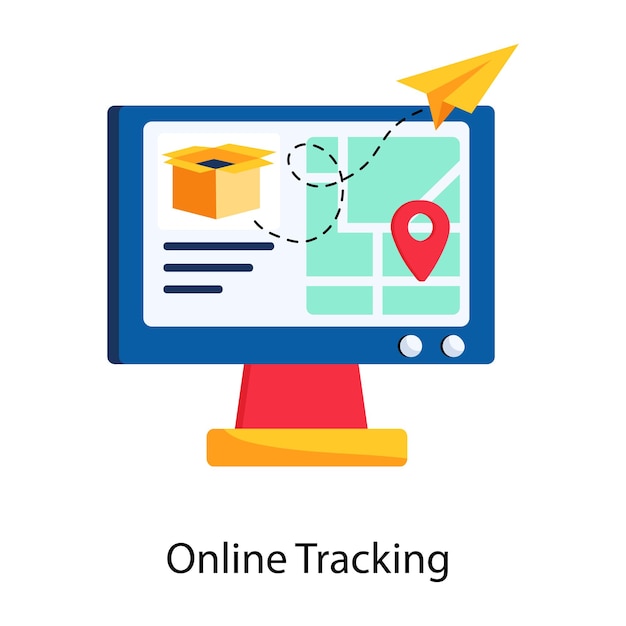 Vettore un'icona piatta che mostra il tracciamento online