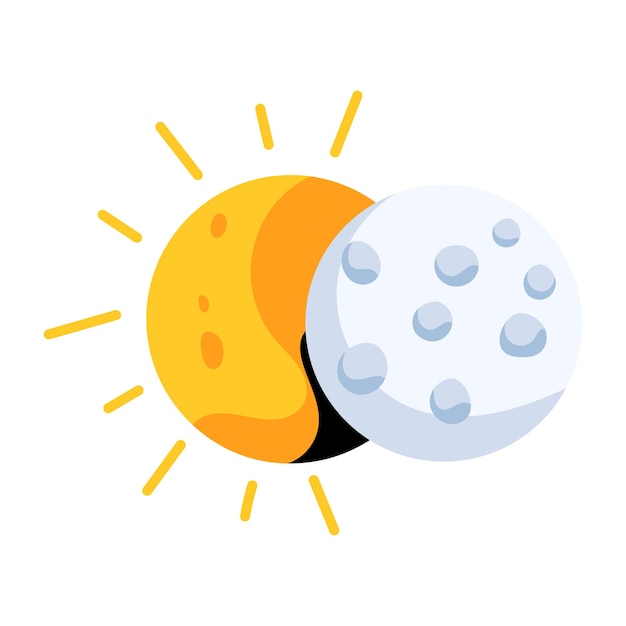 Flat icon of solar eclipse