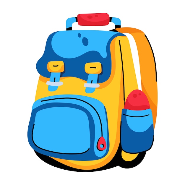 A flat icon of travel backpack