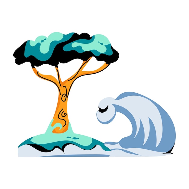 Flat icon of wind tsunami