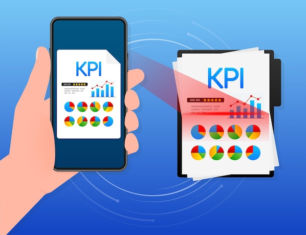 Плоская иконка с kpi для маркетингового дизайна финансовые инвестиции анализ бизнес-данных