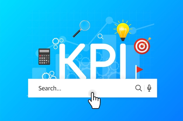 Flat icon with kpi for marketing design Financial investment Business data analysis