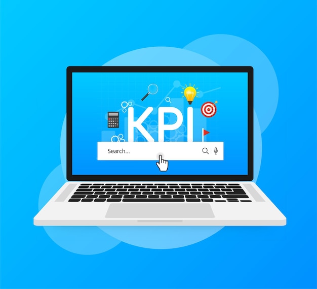 Flat icon with kpi for marketing design financial investment business data analysis