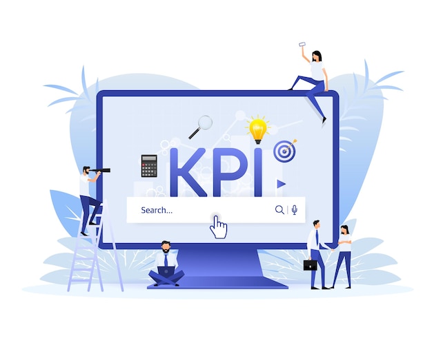 Flat icon with kpi for marketing design Financial investment Business data analysis