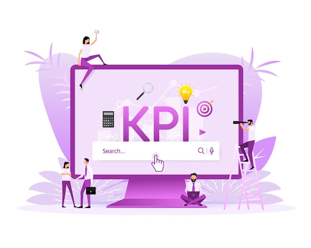 마케팅 디자인에 대 한 kpi와 평면 아이콘 금융 투자 비즈니스 데이터 분석