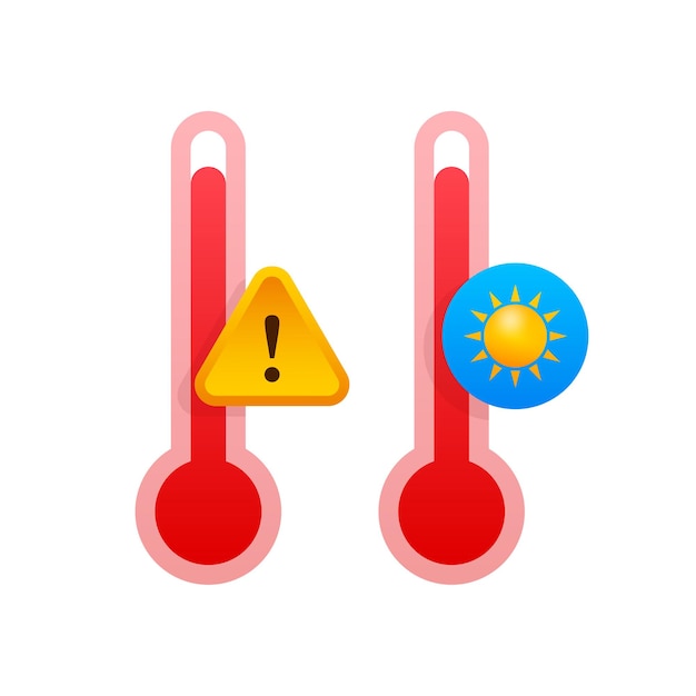 Flat icon with red high temperature. flat blue icon. fire, flame.