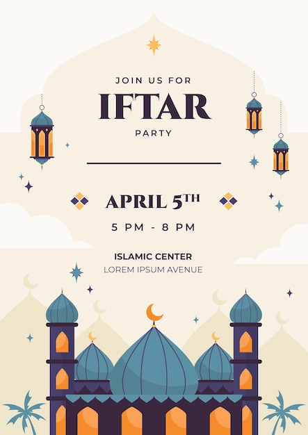 Vector flat iftar invitation template
