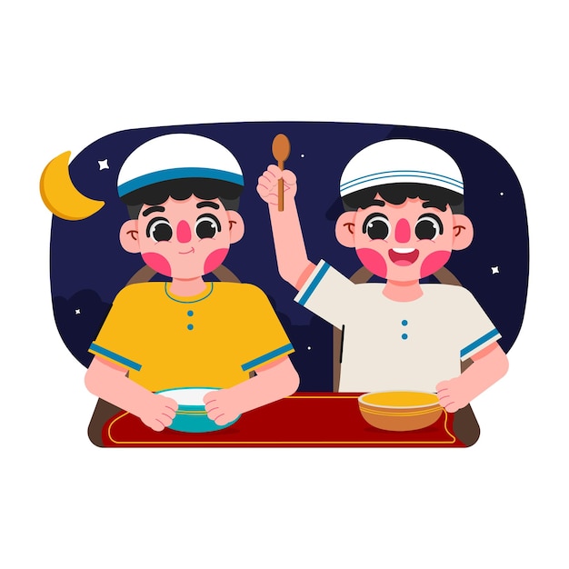 Flat iftar ramadan illustration