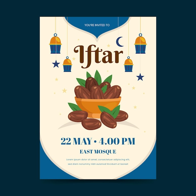 Vector flat iftar vertical poster template