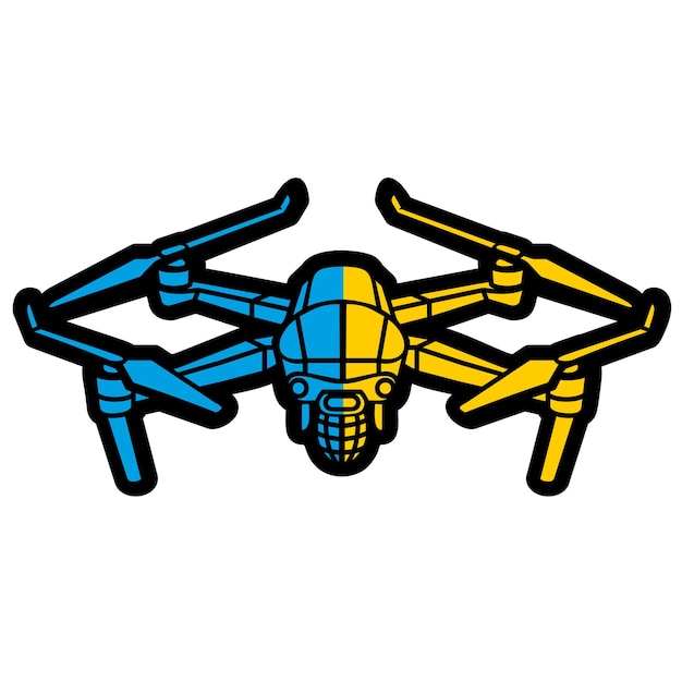 Vector flat illustation military drone with trenchbomb and