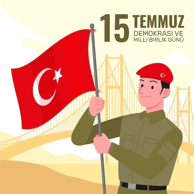 Vector flat illustration for 15 temmuz