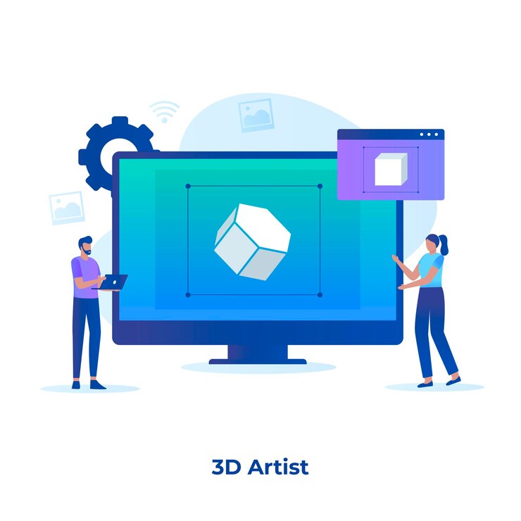 Vector flat illustration of 3d artist concept. illustration for websites, landing pages, mobile applications, posters and banners.