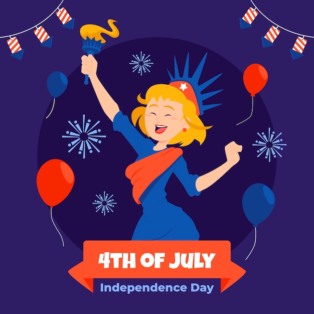 Flat illustration for american 4th of july celebration