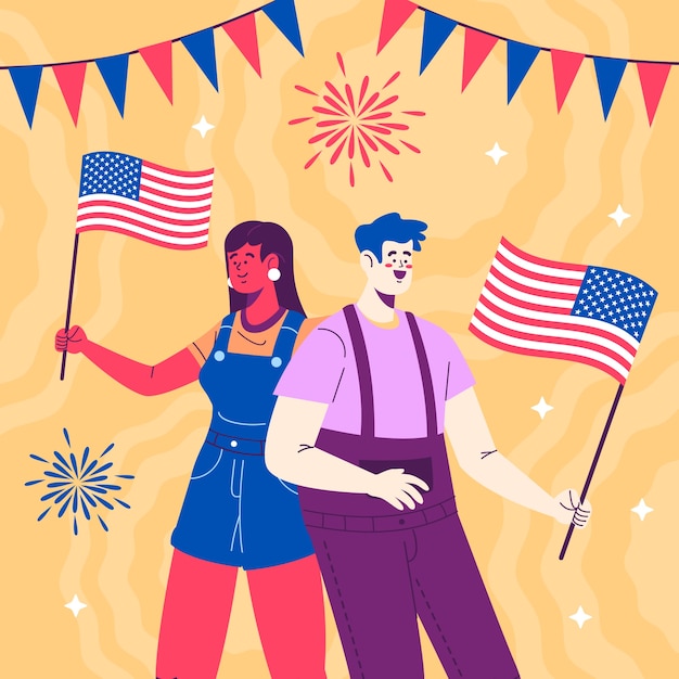 Flat illustration for american 4th of july celebration