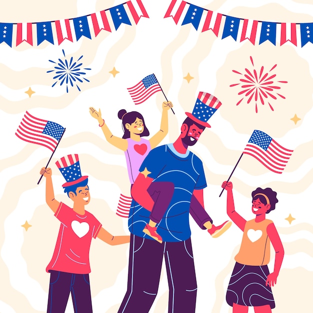 Flat illustration for american 4th of july celebration