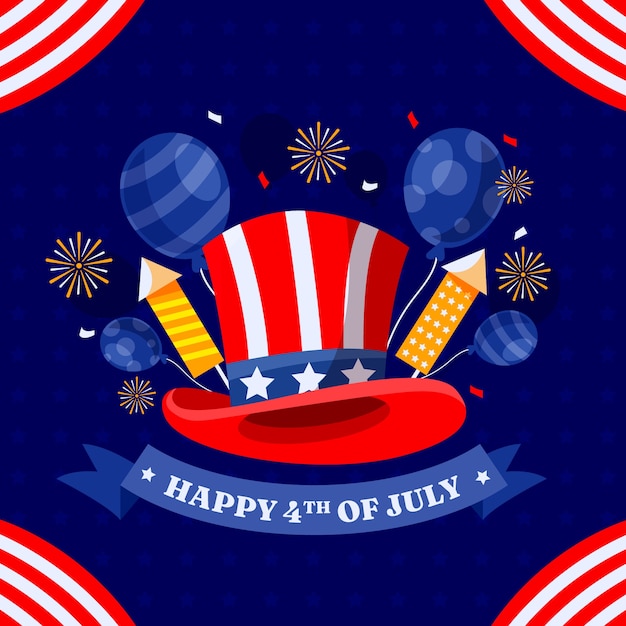 Vector flat illustration for american 4th of july celebration